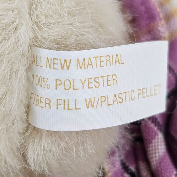 Carrot Patch Collectibles Stuffed Bunny Plush Toy Purple Plaid Overalls Vintage - Picture 9 of 9